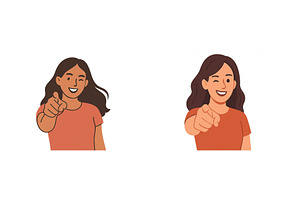 Smiling girl playfully pointing at, a Person Photo by ZinetroN