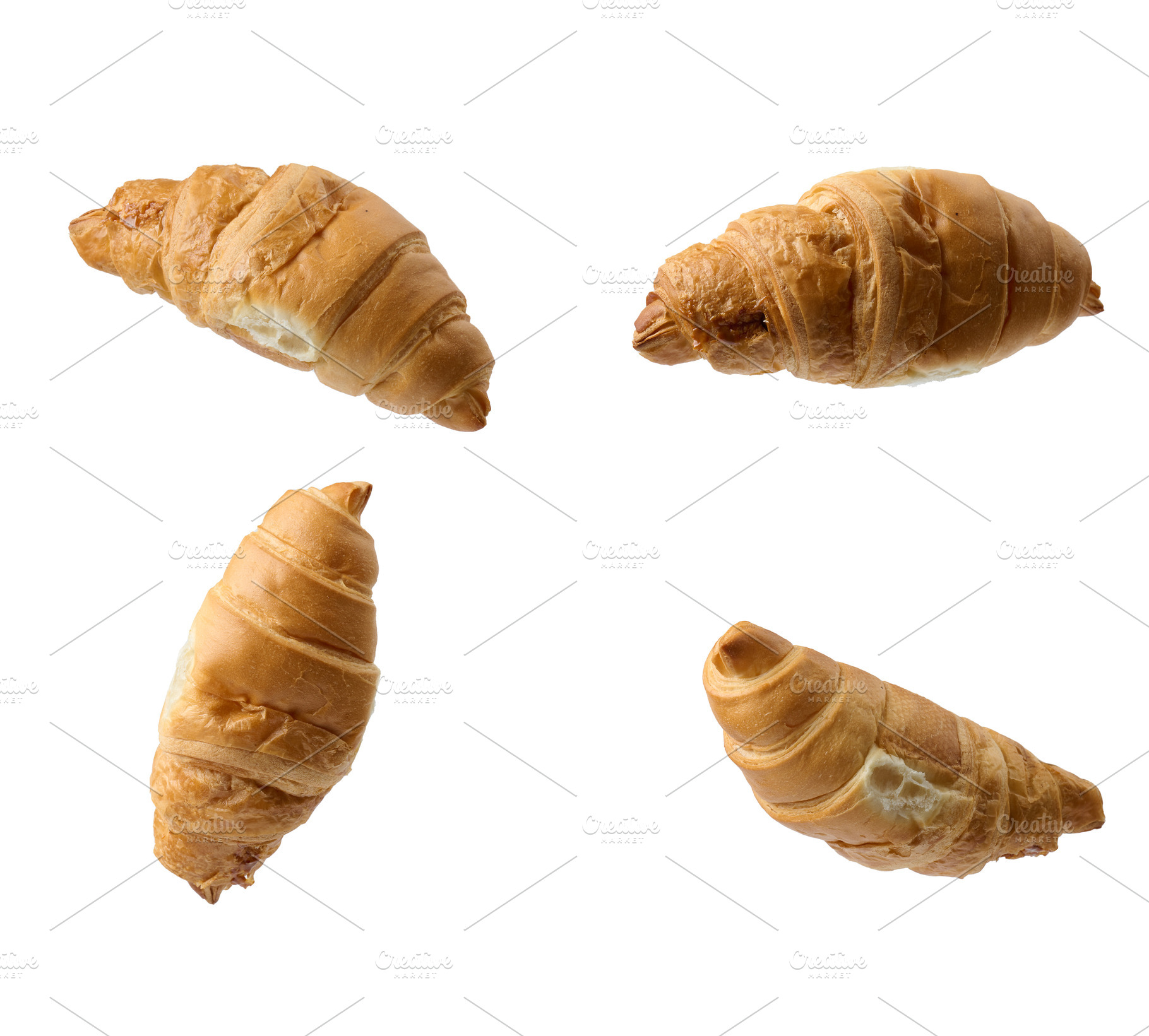 baked croissant isolated on white background, a Food & Drink Photo by ndanko