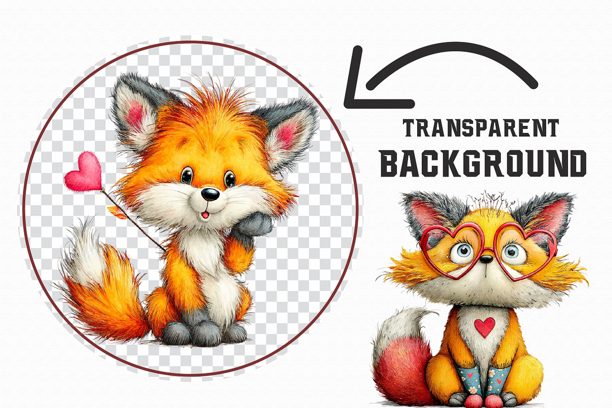 Quirky Valentine Day Fox Clipart, an Illustration by Libby Wishes (Photo 2 of 5)