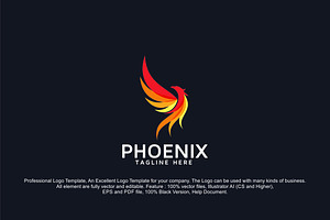 Phoenix Fire Bird Logo Template