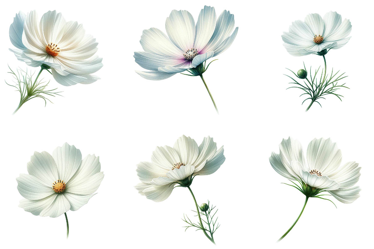 Wedding White Cosmos Flower Clipart, a Decorative Illustration by fashionaddict (Photo 5 of 7)