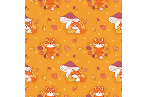 Cute fox seamless pattern. Repeated, an Animal Illustration by YummyBuum