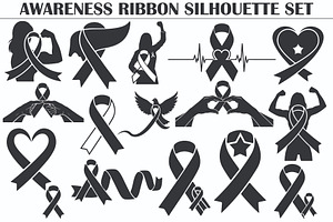 Cancer Health Support Symbols Set, a Healthcare Illustration by Designer_Momina
