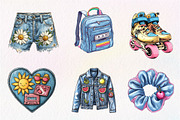 1990 Denim Summer Clipart, an Illustration by CreationArt (Thumbnail 3 of 5)