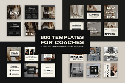 600 Instagram Templates for Coaches, a Social Media Template by Instprofi | Studio Estimo