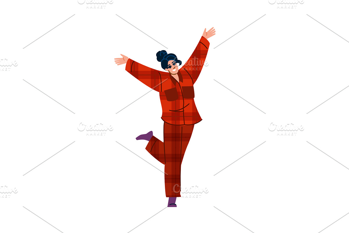 Happy woman wearing pajamas is, a Person Illustration by pikepicture