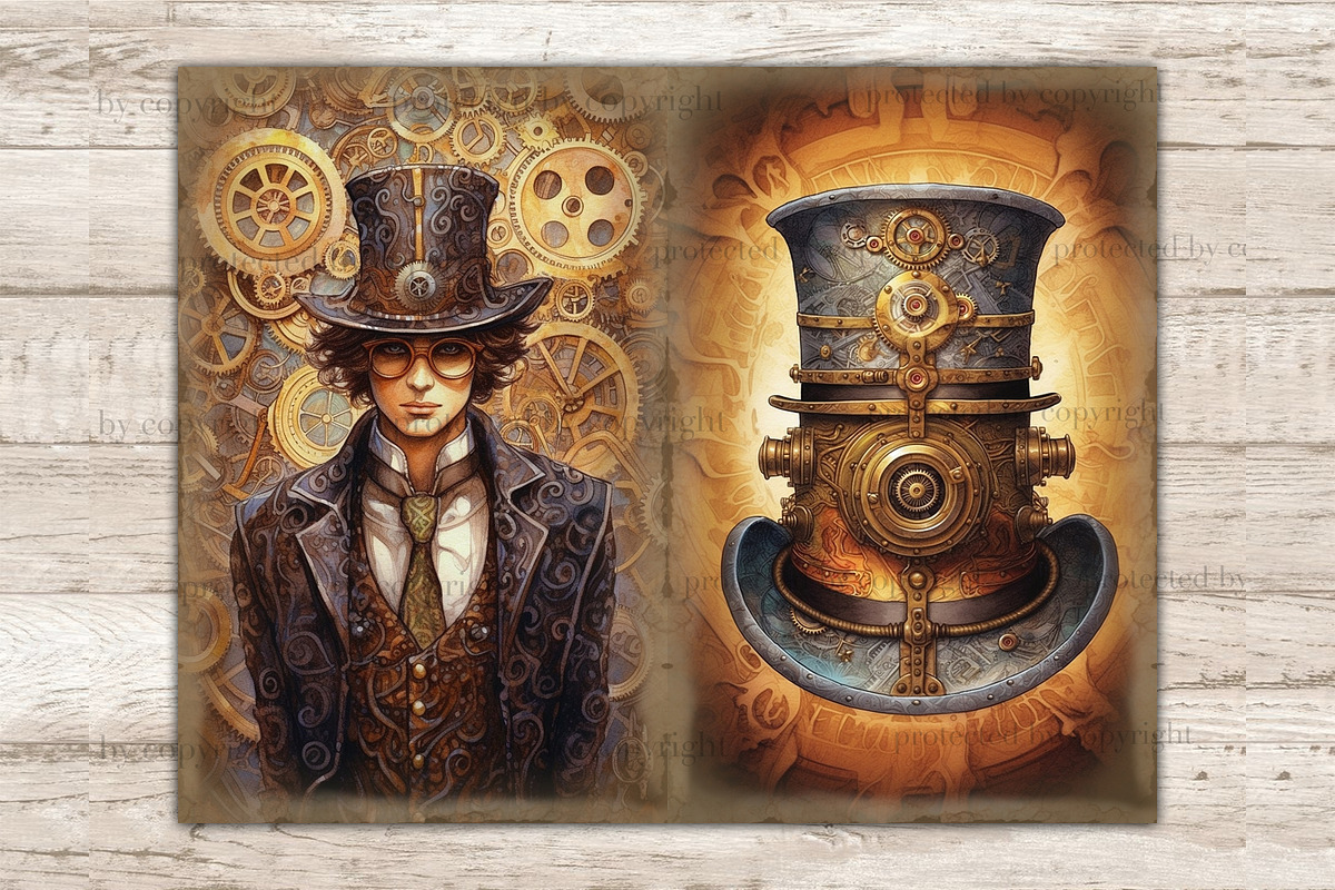 Steampunk Junk Journal Kit Ephemera, a Person Illustration by GlamArtZhanna (Photo 2 of 9)