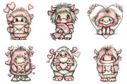 Watercolor Valentine Cute Yeti Clipa, an Illustration by designcity5 (Thumbnail 2 of 5)
