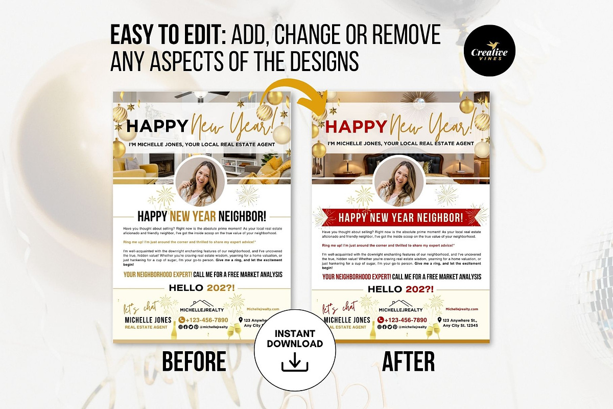 2026 New Year Real Estate Flyer, a Flyer Template by CreativeVinesStore (Photo 4 of 5)