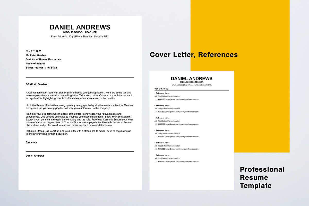 Teacher Resume Template, a Resume Template by KHIDD (Photo 4 of 4)