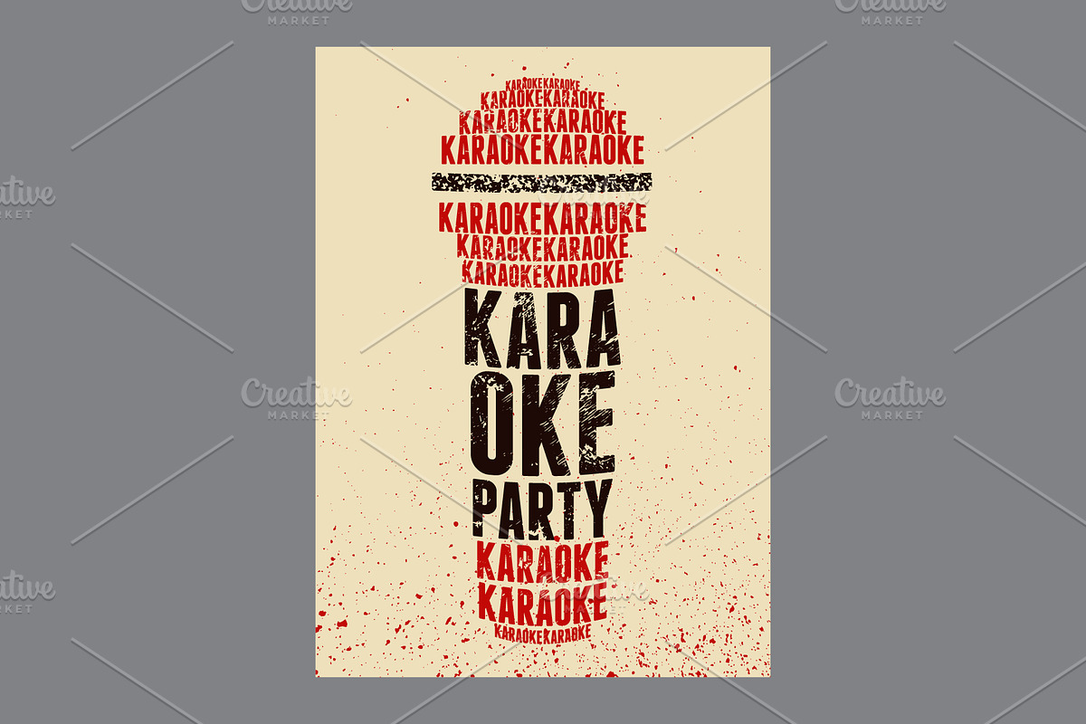 Karaoke grunge vector poster set., an Object Illustration by PoPaShop (Photo 5 of 8)