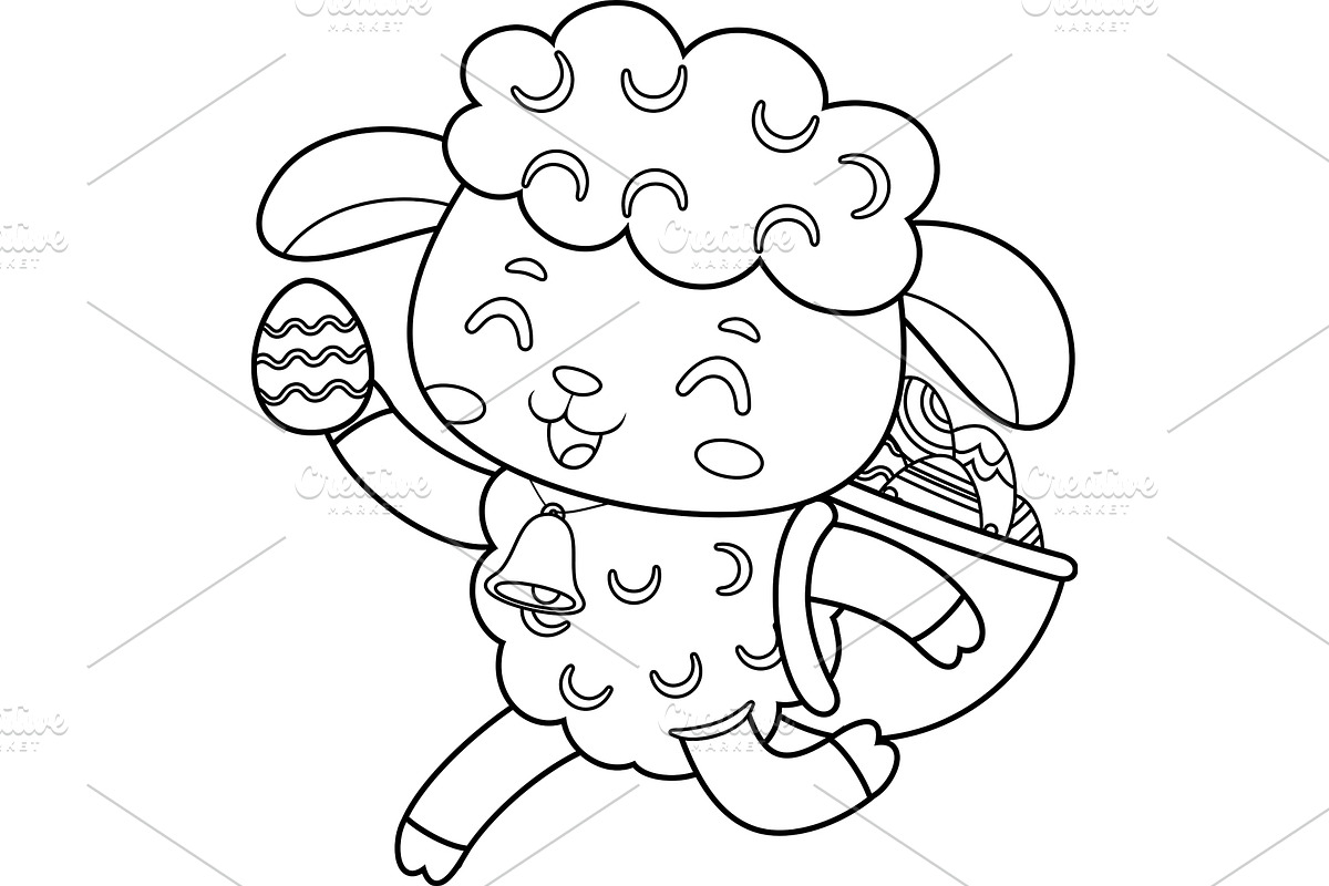 Outlined Cute Little Sheep, an Animal Illustration by HitToon