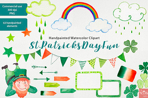 Watercolor Clipart St Patricks Day