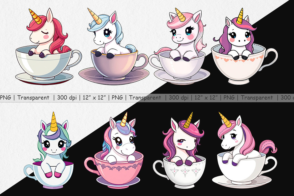 Teacup Unicorn Clipart, a Graphic by Artnoy (Photo 2 of 5)
