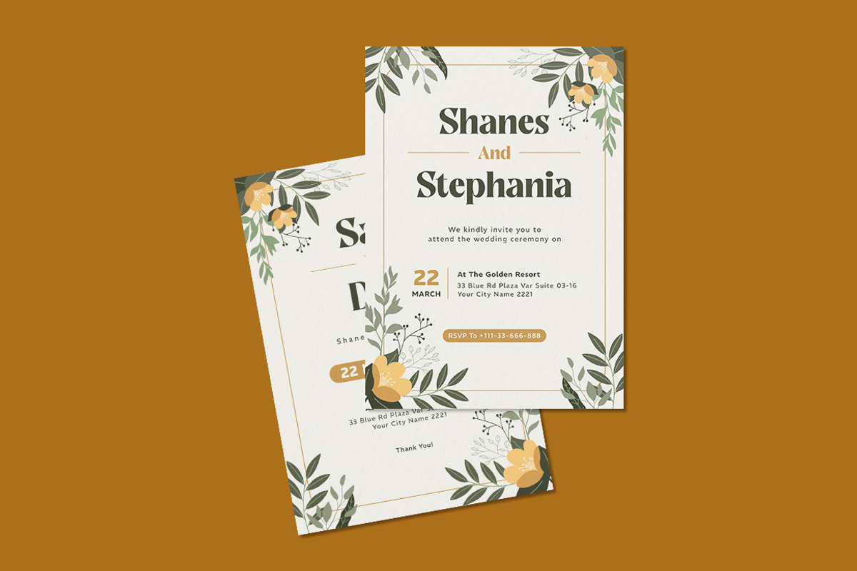 Elegant Floria Wedding Invitation, an Invitation Template by iDoodle Studio (Photo 4 of 4)