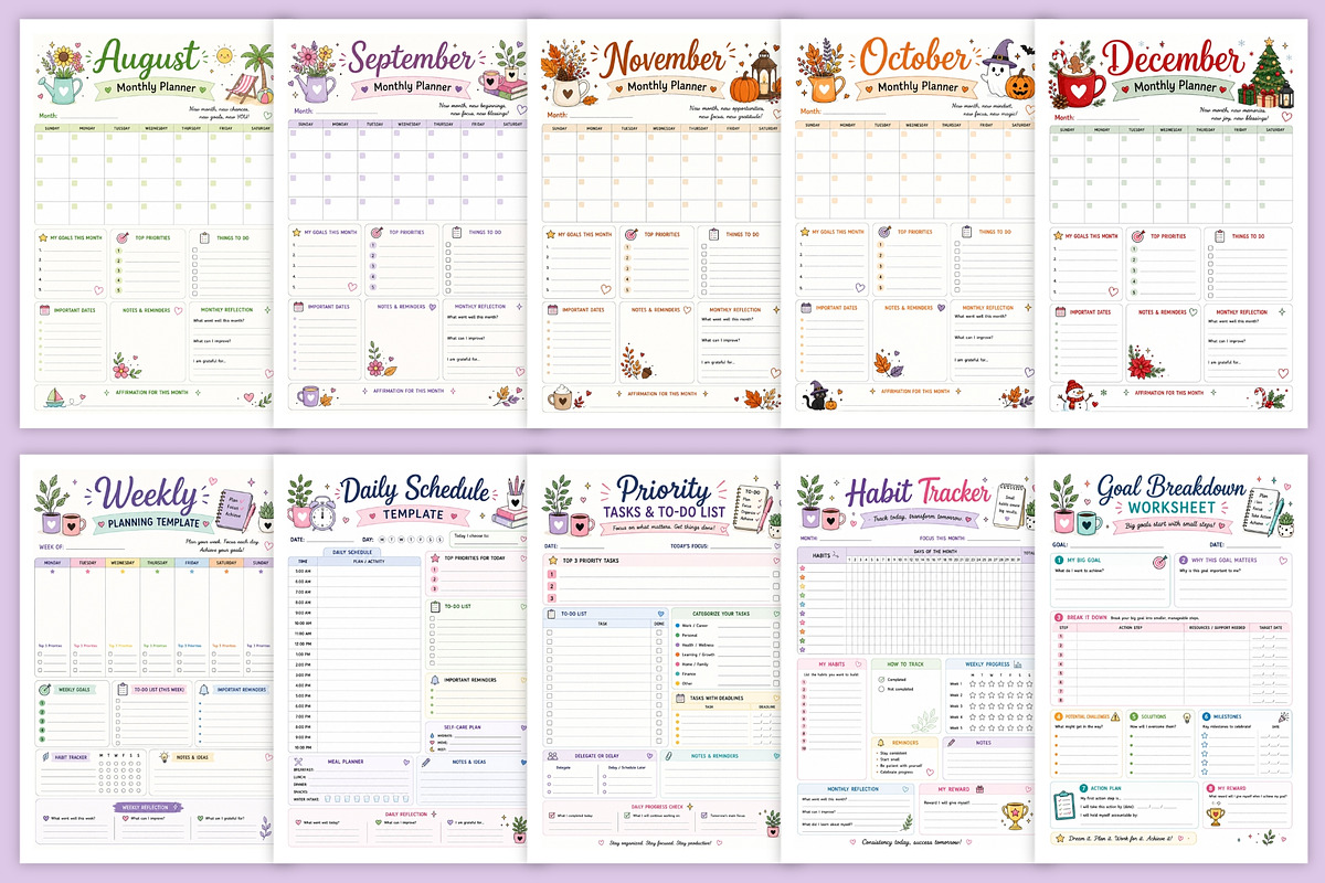 365-Day Goal & Schedule Planner 2027, a Stationery Template by Designmela01 (Photo 3 of 6)