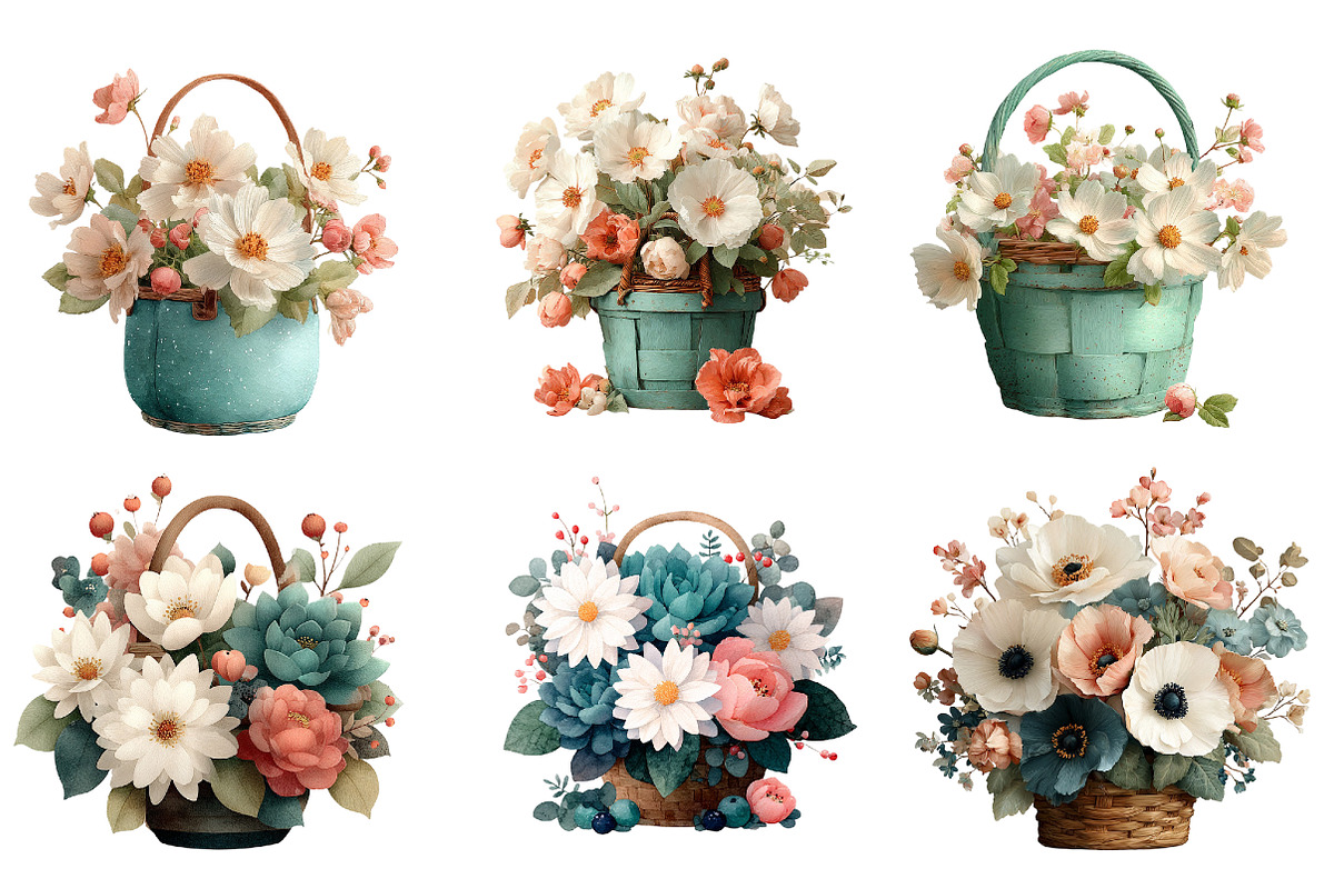 vintage wicker basket clipart, an Illustration by Designworld (Photo 5 of 6)