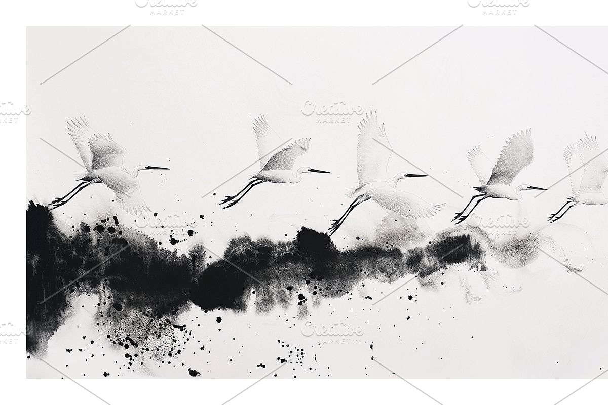 Gret Collection · Egrets in Flight, an Animal Illustration by milatovar (Photo 8 of 17)
