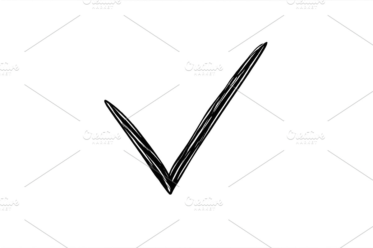 Check mark drawn in black ink, an Object Illustration by ZinetroN