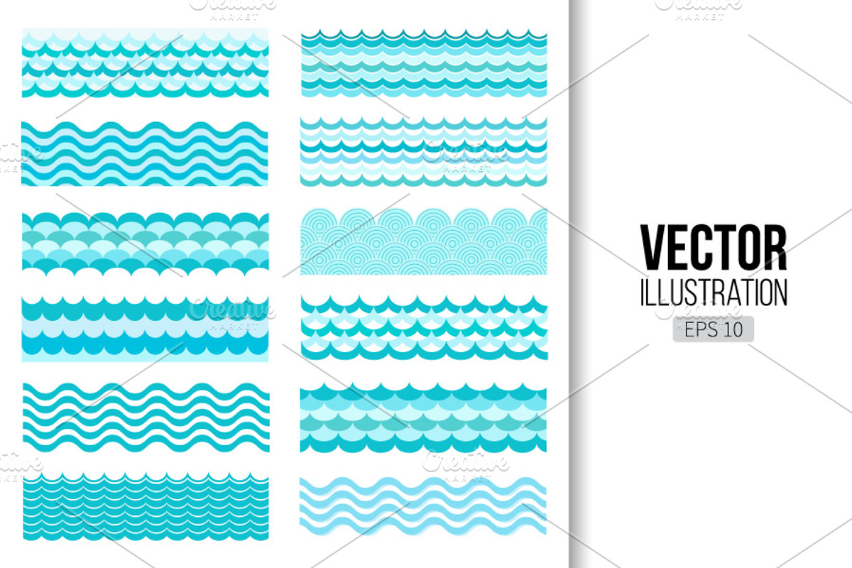Ocean and sea vector wave texture, a Pattern Graphic by Very Berry Studio