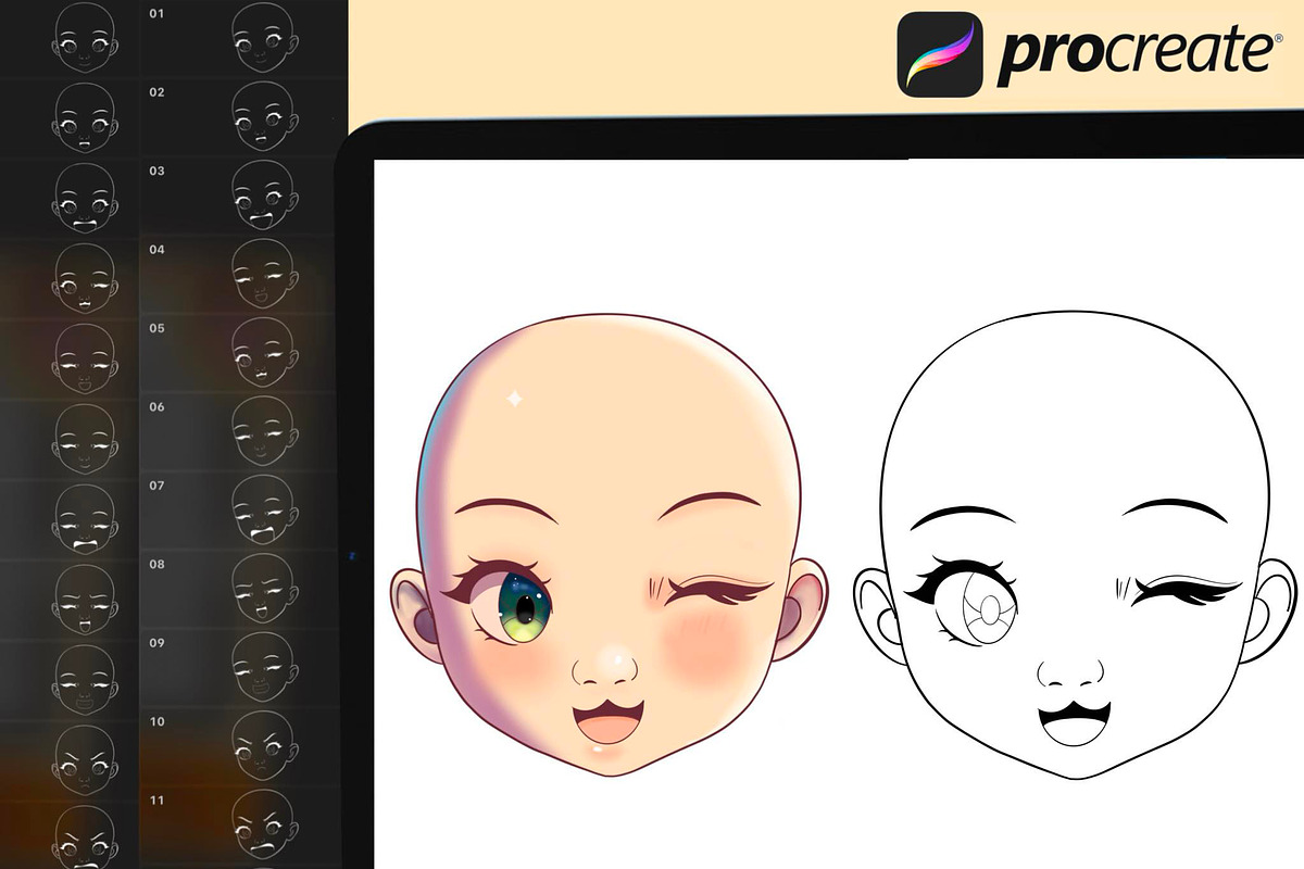 Procreate chibi emote brushes