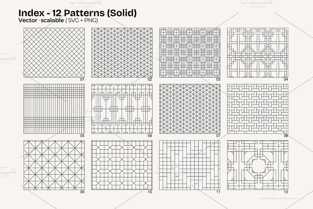 Korean Lattice & Iron Line Patterns, a Pattern Graphic by studio MoShie (Photo 2 of 5)
