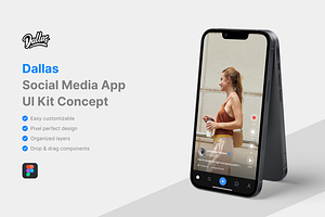 Dallas - Social Media App UI Kit, an UI Kit Template by iDoodle Studio
