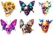 Colorful Skull & Butterfly Clipart, an Illustration by DreamArtGraphic (Thumbnail 4 of 4)
