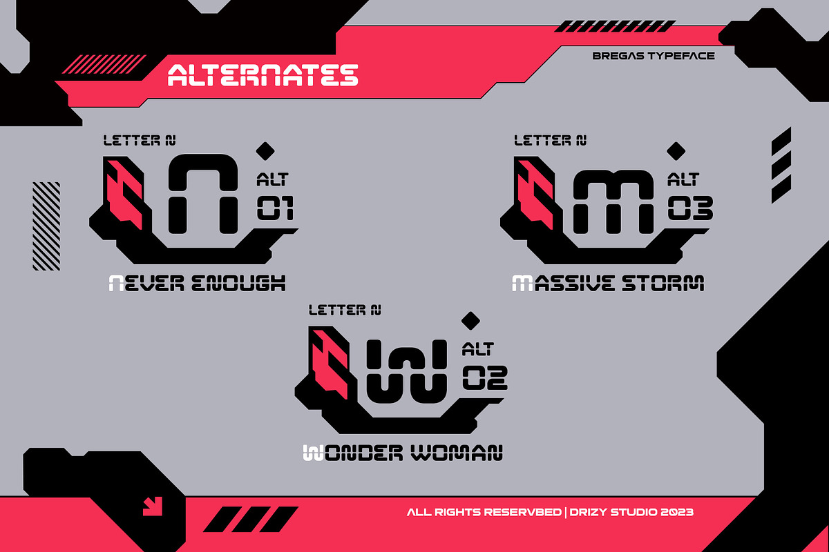 Bregas - Modern Stencil Font, a Sans Serif Font by Drizy (Photo 5 of 10)