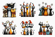 Quirky Christmas Cat Gang clipart, a Seasonal Illustration by designcity5 (Thumbnail 2 of 5)