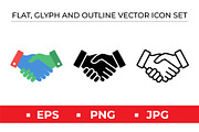 Handshake Icons Flat Glyph Outline, an Outline Icon by Artonix (Thumbnail 1 of 2)