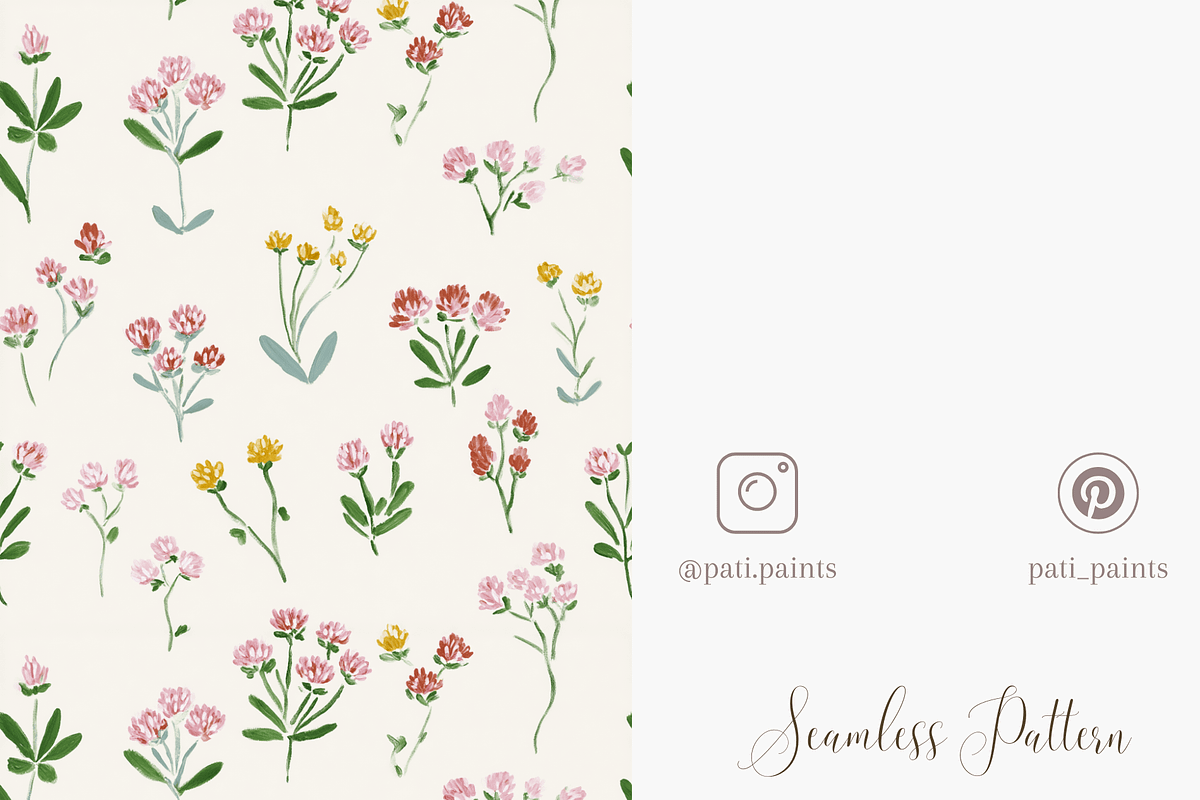 Clover Wildflower Seamless Pattern P, a Pattern Graphic by Pati Charm Studio (Photo 5 of 8)