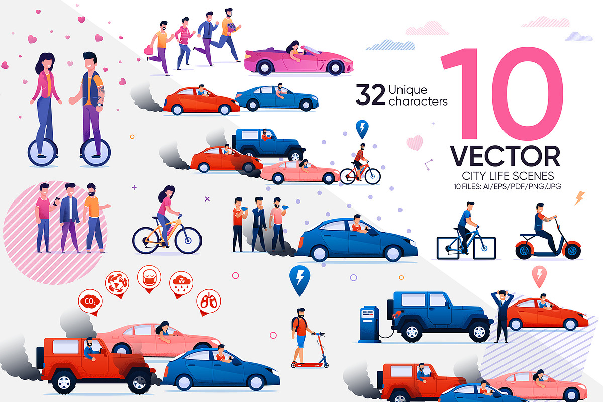 City Life Vector Scenes, an Object Illustration by PavelVinnik (Photo 1 of 3)