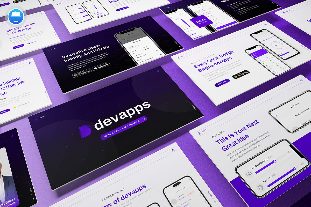App Saas Keynote Presentation, a Presentation Template by Pixslides (Photo 1 of 5)