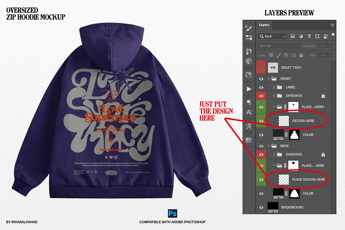 Zip Hoodie Mockup, a Hoody Mockup by Irhasalfahad (Photo 3 of 4)
