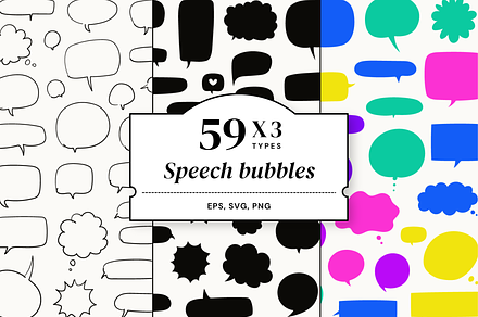 59x3 Freehand speech bubbles vector