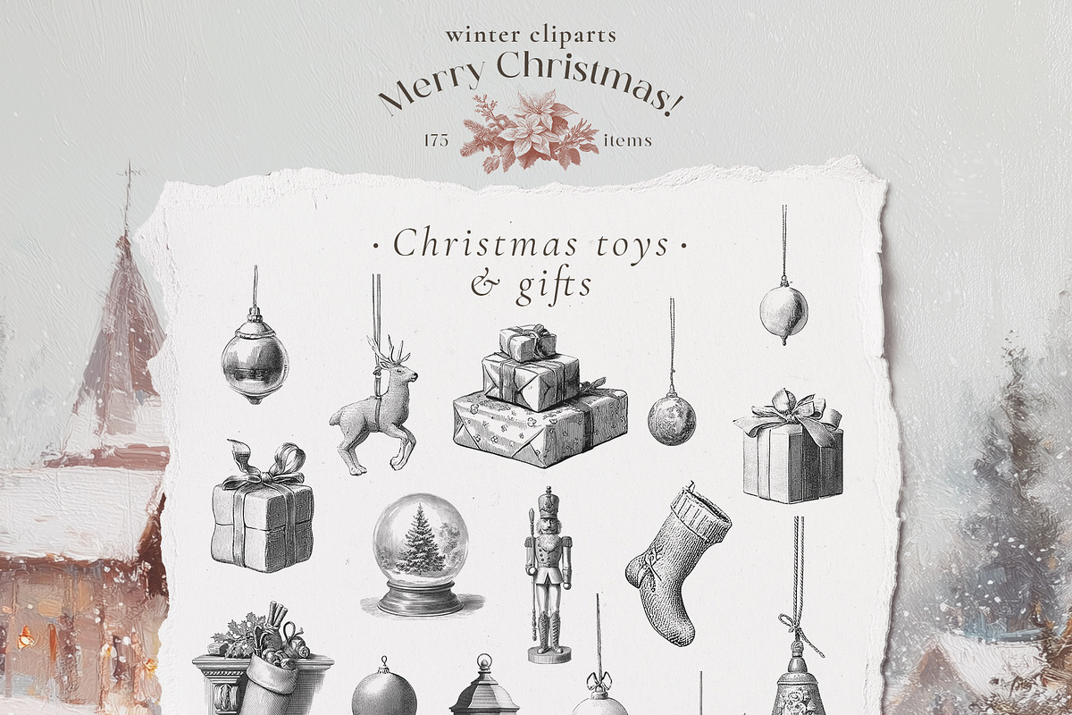 Merry Christmas! Vintage winter set, a Seasonal Illustration by Pamyatka Shop (Photo 16 of 20)