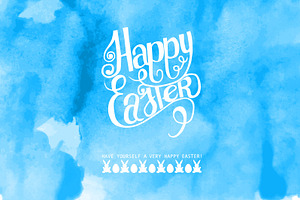 Happy Easter! Watercolor Blue