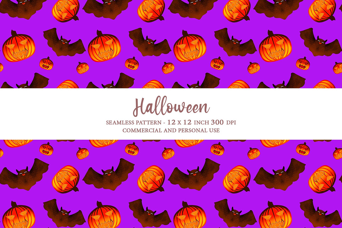 Pumpkin Bat Seamless Pattern, a Pattern Graphic by tchastudio (Photo 1 of 7)