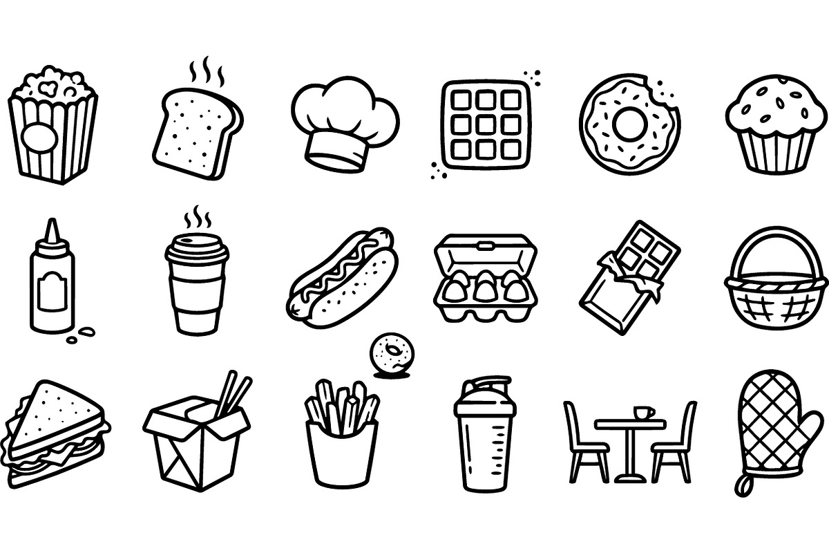 Hand Drawn Food Icon Set, an Illustration by designvectx (Photo 2 of 3)