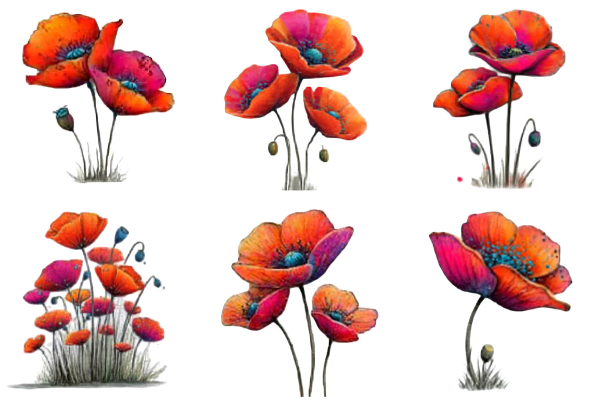 Spring Meadow Poppies Clipart, an Illustration by Designking (Photo 3 of 5)