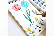 Flowers Gouache: cliparts + paper, an Illustration by Lolytop Studio (Thumbnail 3 of 3)