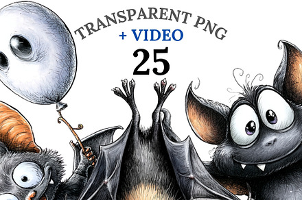 25 Quirky Bat Clipart, an Animal Illustration by Pati Charm Studio