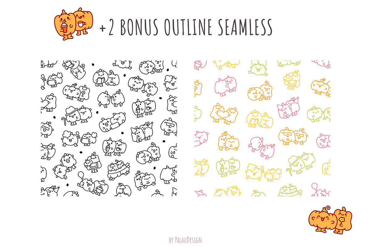 Pumpkin Friends Patterns, a Pattern Graphic by Palau (Photo 7 of 9)