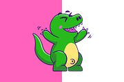Cute Dino Happy Cartoon Vector, an Animal Illustration by Artstorystudio (Thumbnail 2 of 3)
