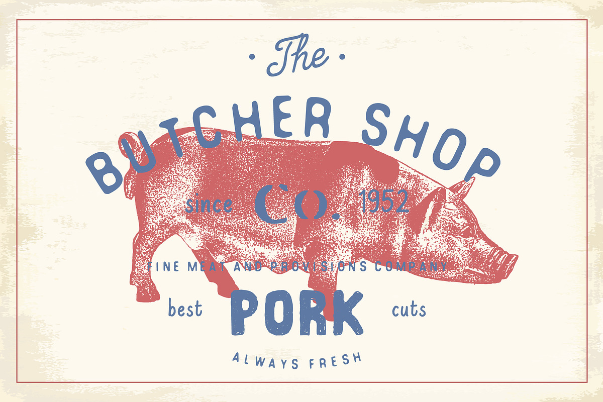 Butcher Shop Pork Logo Template, an Animal Illustration by Lemon Workshop (Photo 2 of 3)