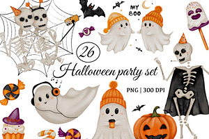 Halloween Party Clipart Set PNG