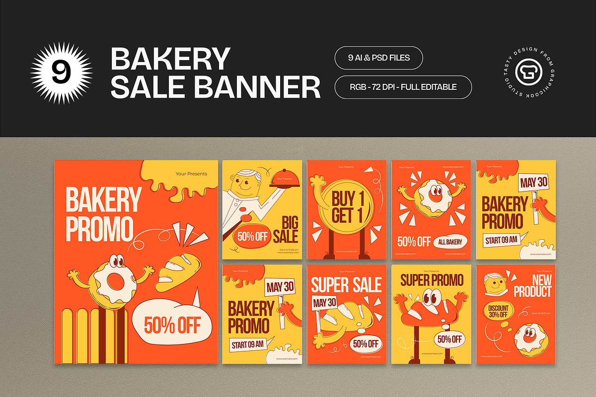 Orange Bakery Promo Sale Banner, a Social Media Template by graphicook (Photo 1 of 4)