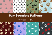 Cute Paw Print Seamless Pattern Pack, a Texture Illustration by BerryPieArt (Thumbnail 1 of 3)