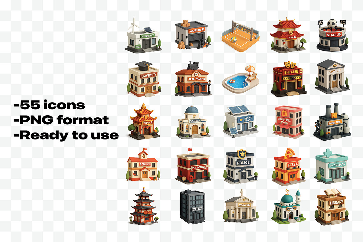 Building 3D Icons set, an Icon by Iwanistic (Photo 3 of 6)